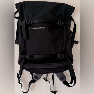 Evolved Motion Black Hiking Gym Backpack Roll Top Weight Train Bag City